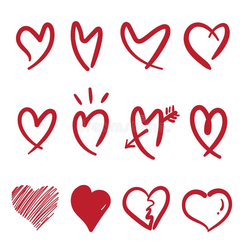 Vector of hand drawn doodle style heart isolated on white background. group red heart. Easy editable layered vector illustration stock illustration Vector of hand drawn doodle style heart isolated on white background. group red heart. Easy editable layered vector illustration stock illustration