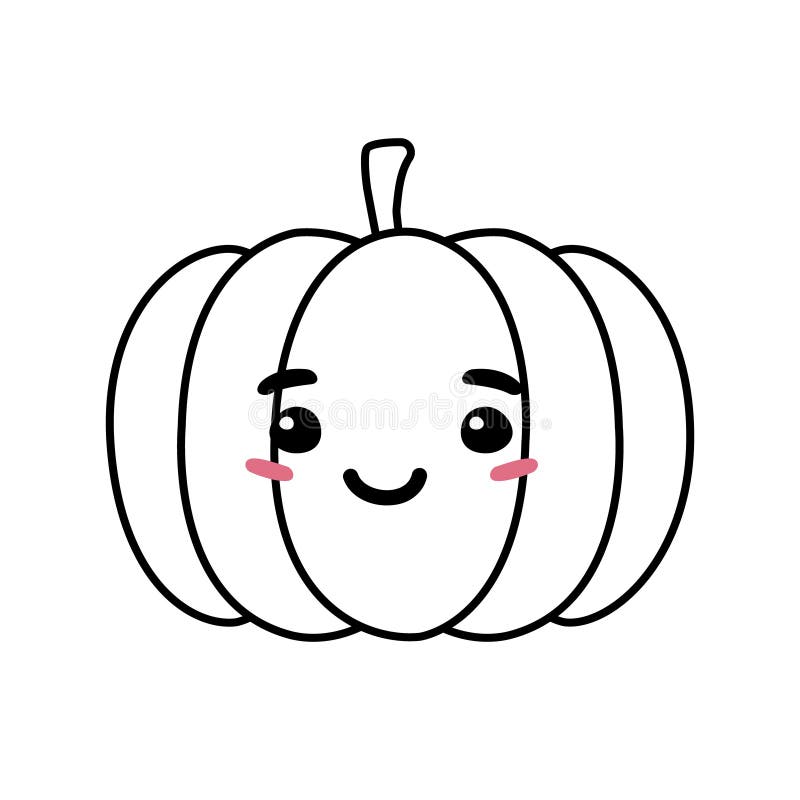 Vector Hand Drawn Flat Outline Pumpkin With Face Stock Vector vector-hand-drawn-flat-outline-pumpkin-with-face-stock-vector