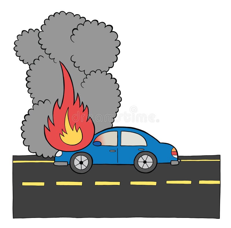 Fire Car Vector Illustration Stock Vector Illustration of cartoon