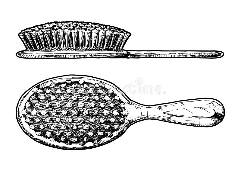 Hair Brush. Side View and Front View. Stock Vector - Illustration of drawing,  hand: 125163005