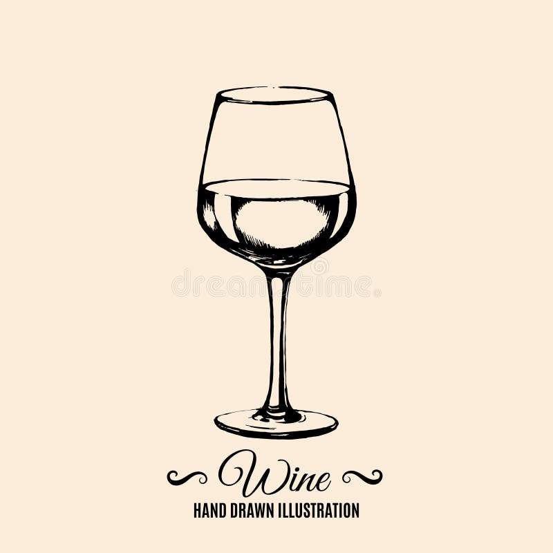 Vector hand drawn illustration of wine glass. stock illustration Vector hand drawn illustration of wine glass. stock illustration