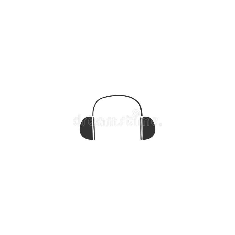 Vector hand drawn isolated icon, headphones. Music logo element. For business identity and branding, for music shops and cafe, sound record studios, for musicians, djs and singers.