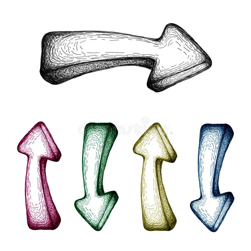 Vector hand-drawn pijlreeks royalty-vrije illustratie Vector hand-drawn pijlreeks royalty-vrije illustratie