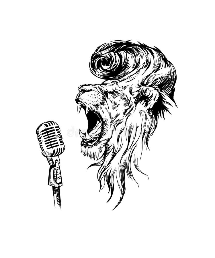 Microphone avec pied lion, musiques, sons & images