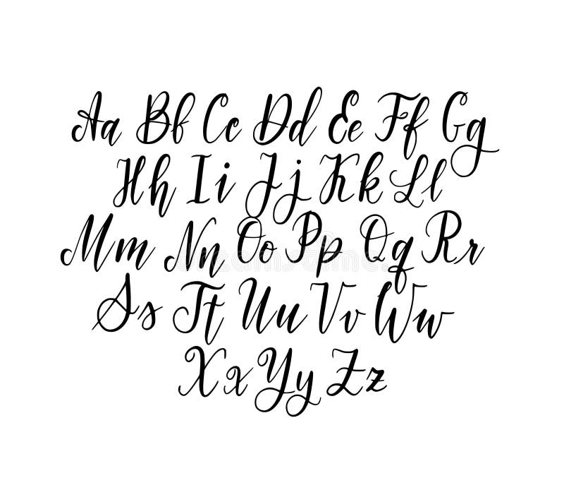 Vector Hand-drawn Simple Thin Lettering Alphabet. Capitals and ...