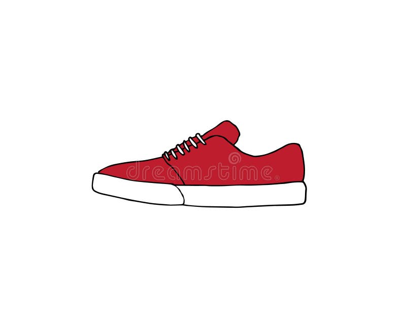 Vector Hand Drawn Sketch Red Colored Skate Sneaker Stock Illustration ...