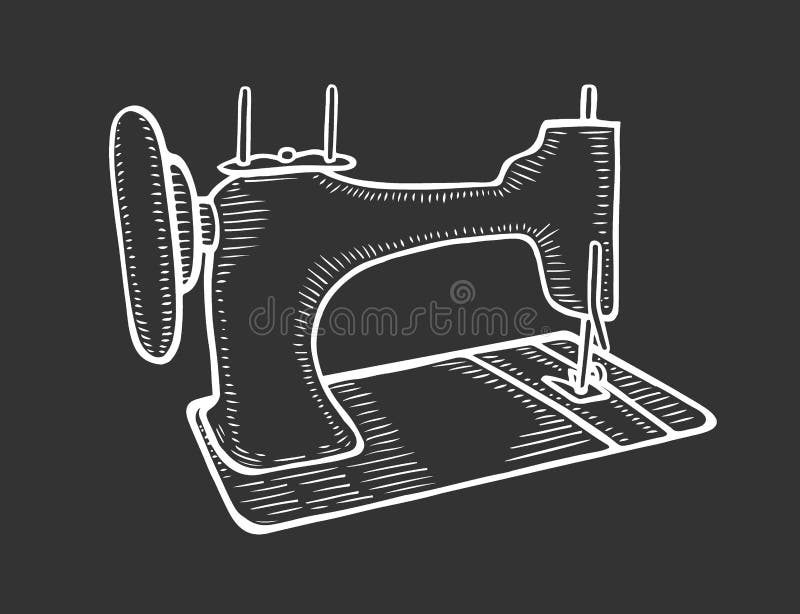Sewing Machine Retro Style Pink Thread Isolated Hite Background