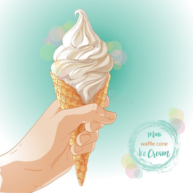 Vector Hand Holding Ice Cream in Waffle Cone Stock Vector - Illustration of food, dessert: 93209524 Vector Hand Holding Ice Cream in Waffle Cone Stock Vector - Illustration of food, dessert: 93209524