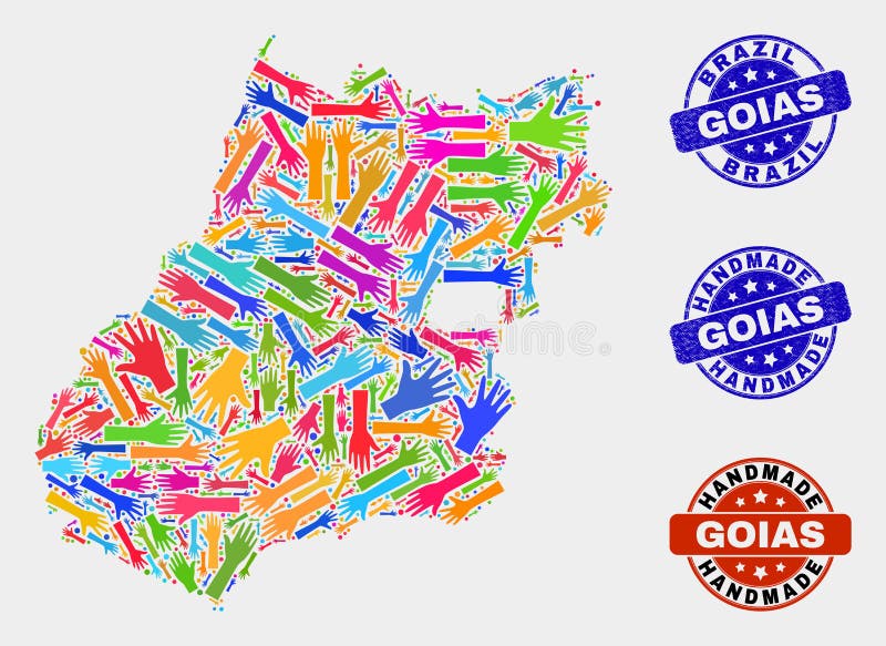 Hand Composition Of Goias State Map And Scratched Handmade Stamps Stock Vector - Illustration of ...