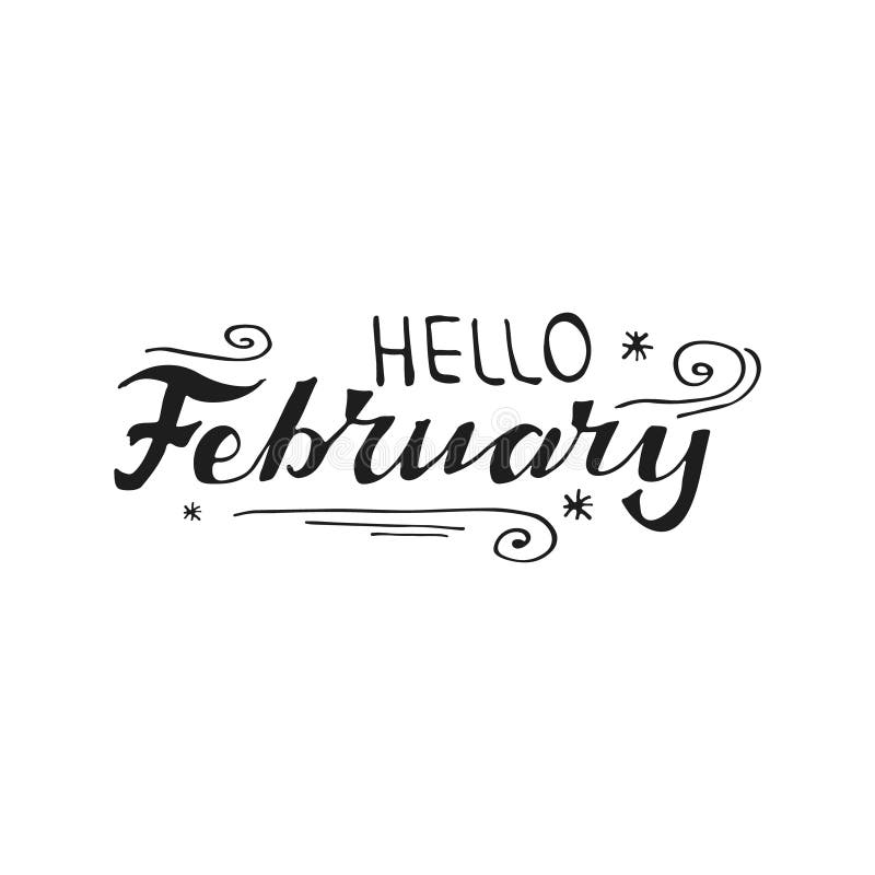 Vector Handwritten Lettering Greeting The Month Hello February Stock