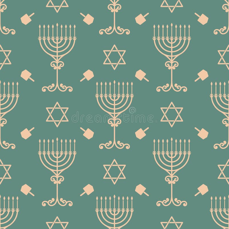 Vector hanukkah seamless pattern with menorah, dreidel and david star. vector illustration Vector hanukkah seamless pattern with menorah, dreidel and david star. vector illustration