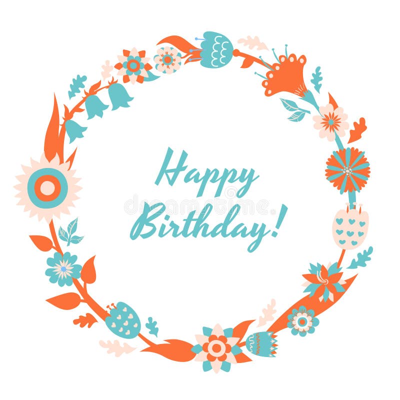 Vector Happy Birthday card and background with floral frame royalty free illustration Vector Happy Birthday card and background with floral frame royalty free illustration