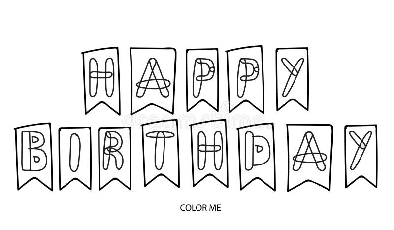 happy birthday banner printable to color
