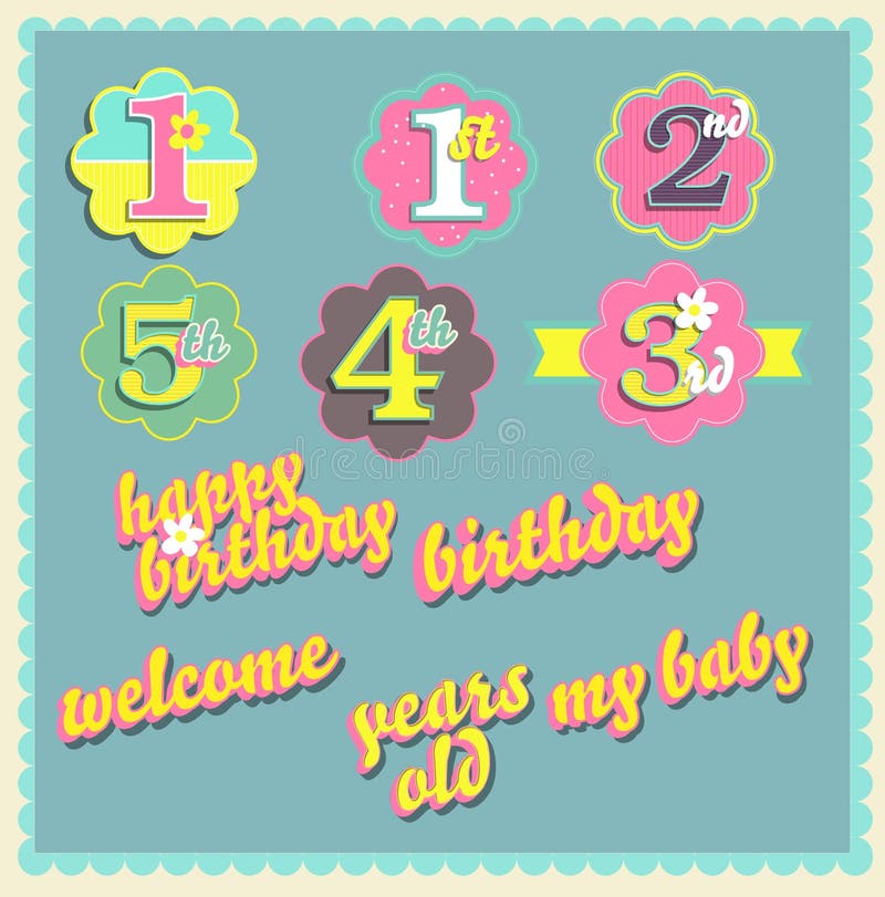 Vector Happy Birthday Card Design Template Stock Vector - Illustration ...