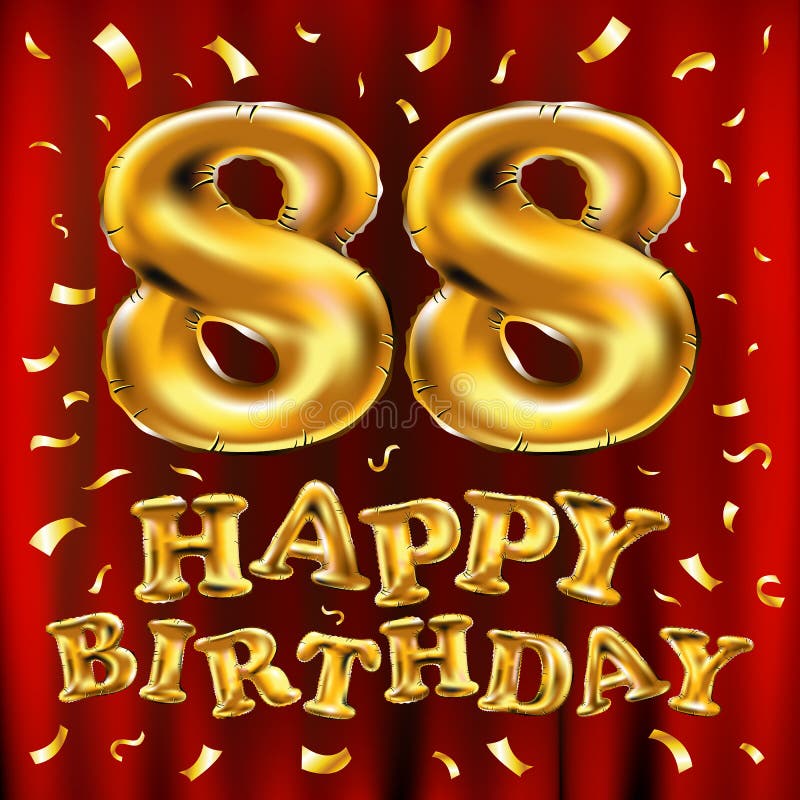 Vector Happy Birthday 88th Celebration Gold Balloons and Golden ...