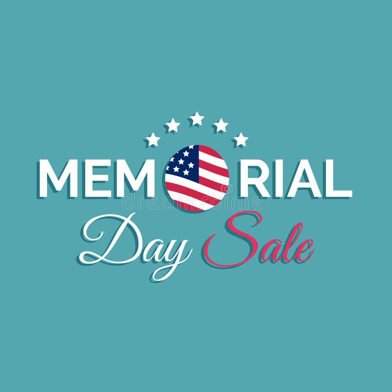 Vector Happy Memorial Day Sale card.National american holiday illustration with USA flag.Discount poster with lettering.