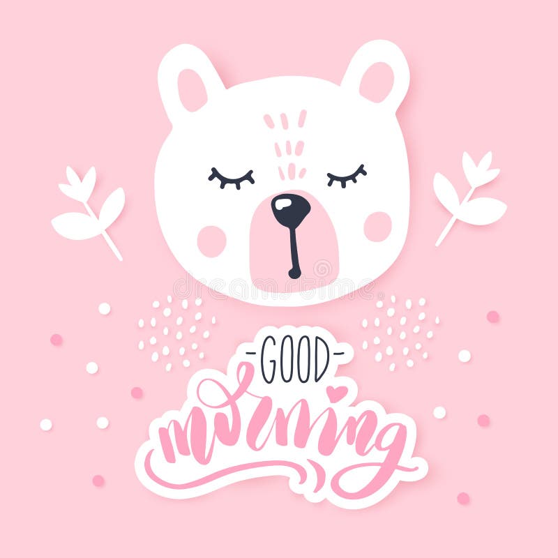 Vector Happy Teddy Bear Girl. Awesome Greeting Card with Bear Stock ...