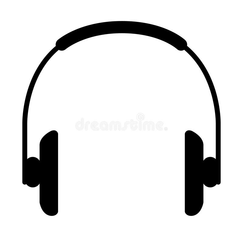 Vector Headphones Icon. Black Symbol Silhouette Isolated on Background