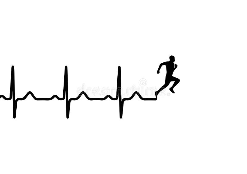 Vector Heartbeat Electrocardiogram and Running Man Stock Vector