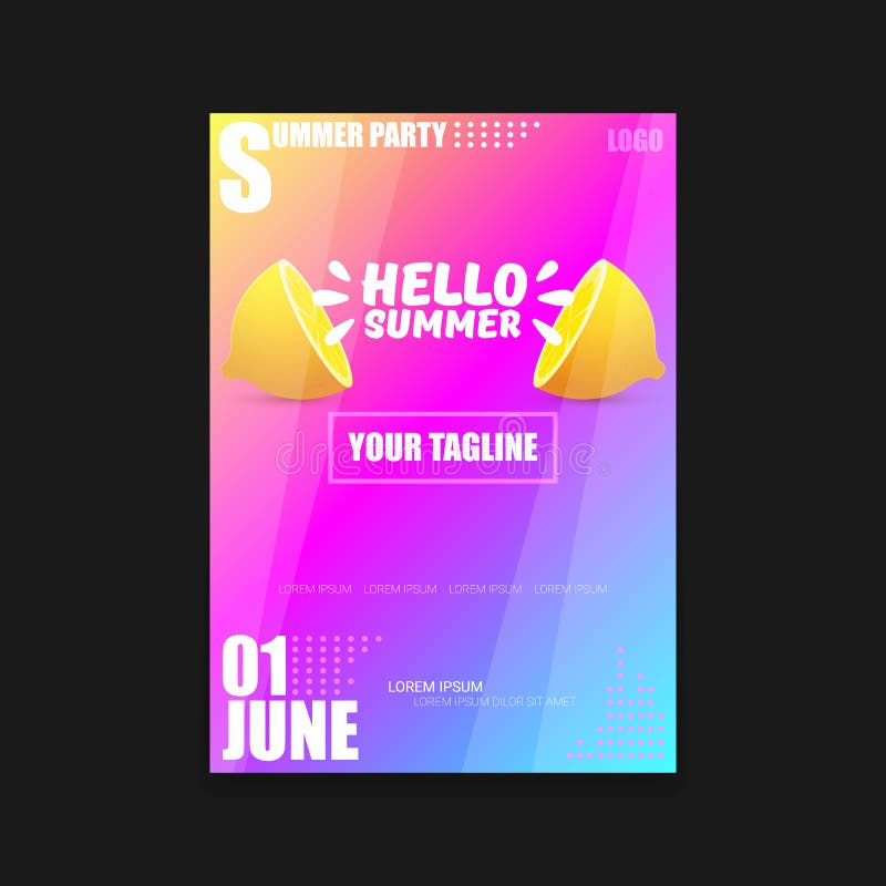 Download Vector Hello Summer Beach Party Vertical A4 Poster Design ...