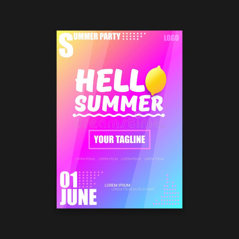 Download Vector Hello Summer Beach Party Vertical A4 Poster Design ...