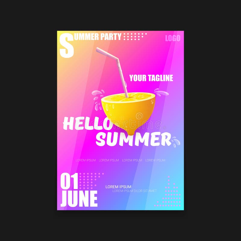 Download Vector Hello Summer Beach Party Vertical A4 Poster Design ...