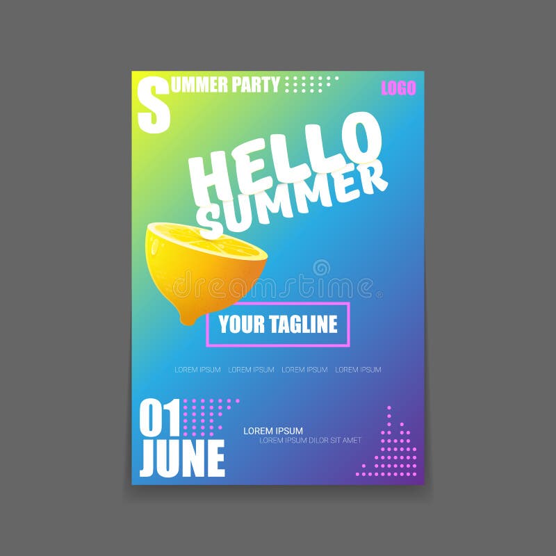 Download Vector Hello Summer Beach Party Vertical A4 Poster Design ...