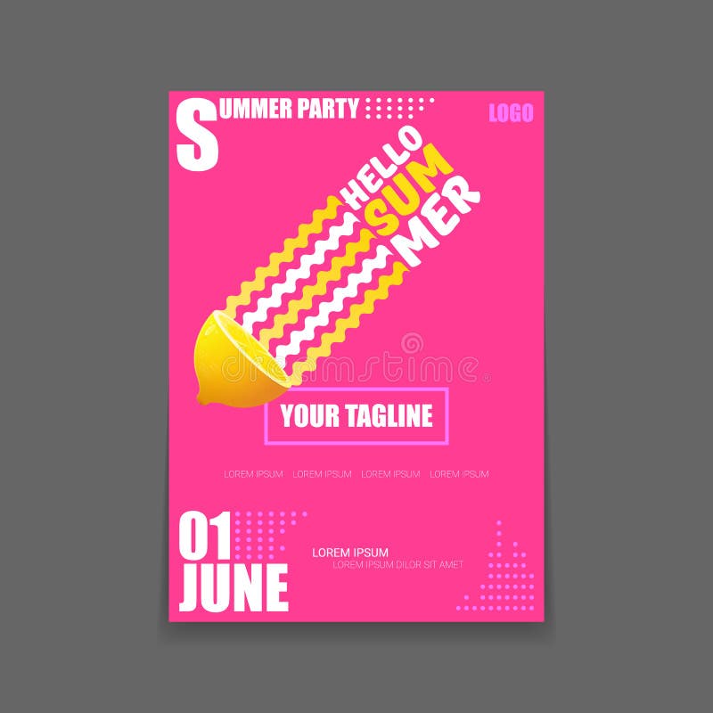 Download Vector Hello Summer Beach Party Vertical A4 Poster Design ...