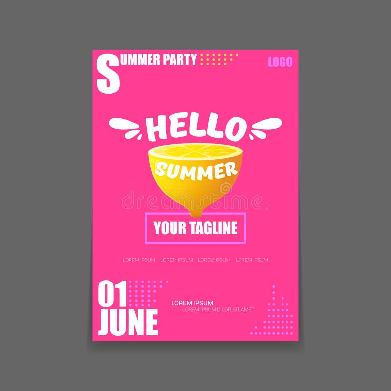 Download Vector Hello Summer Beach Party Vertical A4 Poster Design ...