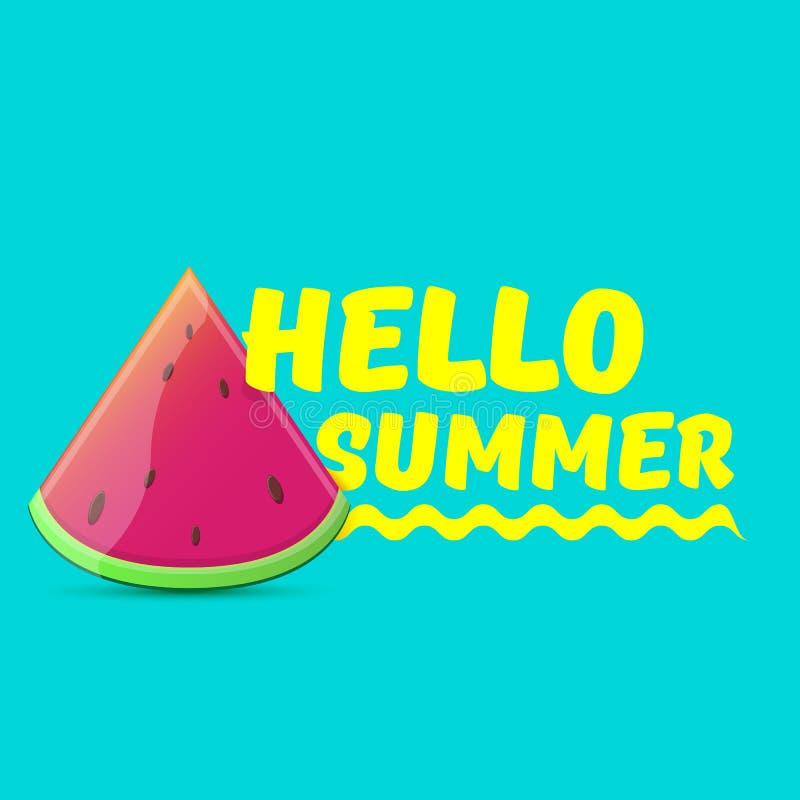 Vector Hello Summer Label With Smiling Shiny Sun Stock