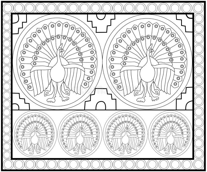 Vector hermoso de los pavos reales stock de ilustración
