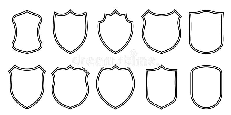 Vector het overzichtsmalplaatjes van kentekenflarden Sportclub, militaire of heraldische schild en wapenschild lege pictogrammen