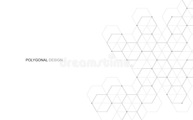 Vector hexagonal background. Digital geometric abstraction with lines and dots. Geometric abstract design.
