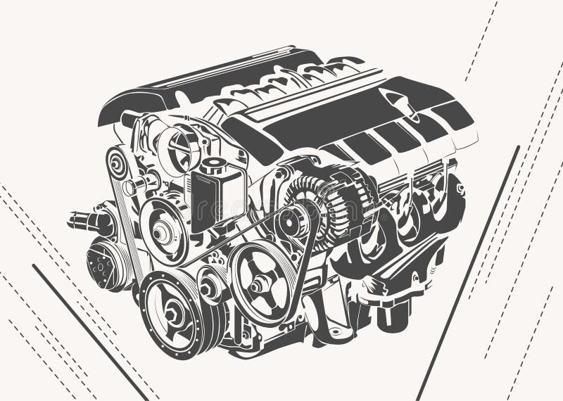 Vector high detailed illustration of abstract engine royalty free illustration