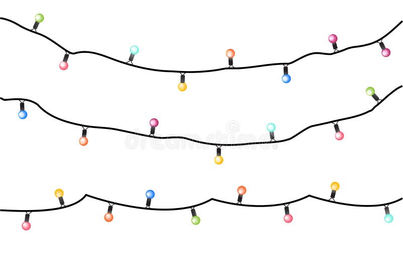 Vector holiday garlands with colorful lamps on a white background