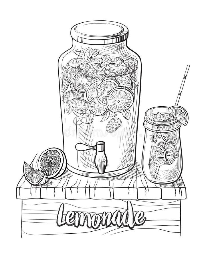 Download Vector Home Made Lemonade With Strawberry And Slice Of ...