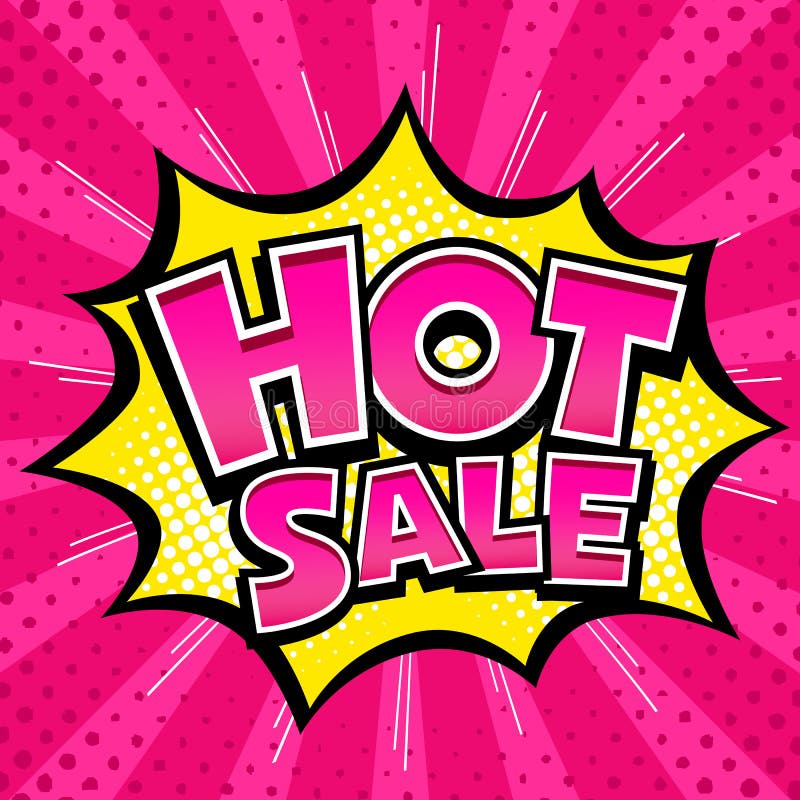 Vector Hot sale banner pink message yellow star and pink template