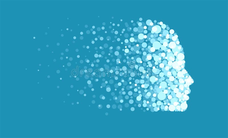 Vector of a human face made of digital particles royalty free illustration