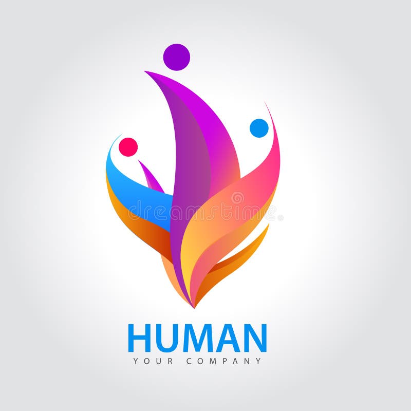 Vector human logo, group of people colorful icon, teamwork, business, human logo stock illustration Vector human logo, group of people colorful icon, teamwork, business, human logo stock illustration
