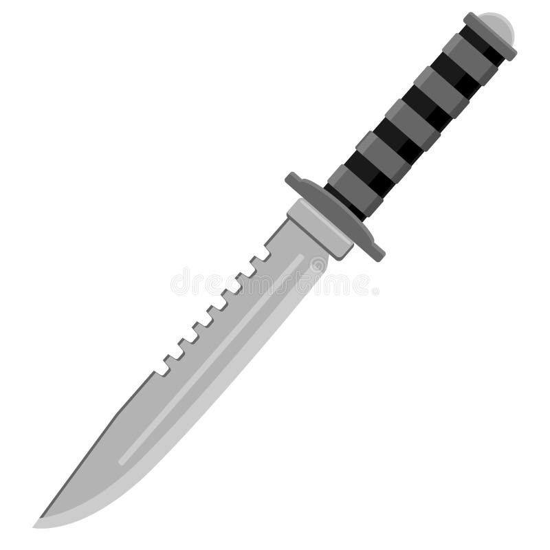 Vector Hunting Knife. Illustration of a Knife on a White Background