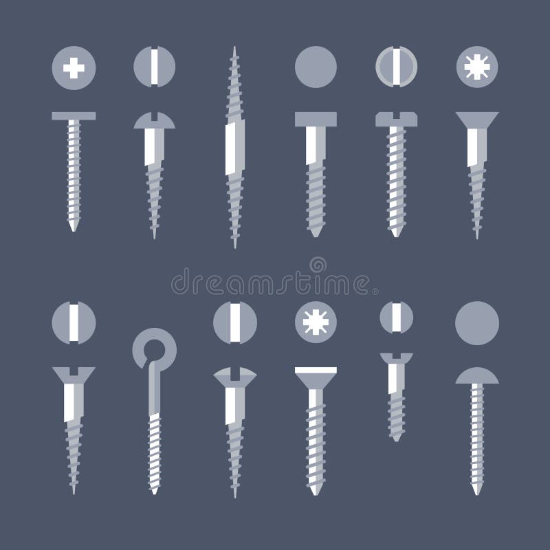 Vector i chiodi delle viti e la raccolta dell'icona delle spine di parete Insieme matto del piano Illustrazione degli elementi de royalty illustrazione gratis Vector i chiodi delle viti e la raccolta dell'icona delle spine di parete Insieme matto del piano Illustrazione degli elementi de royalty illustrazione gratis