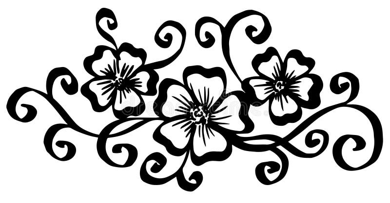 Vector i fiori d'annata dipinti a mano con i riccioli isolati su fondo bianco illustrazione vettoriale Vector i fiori d'annata dipinti a mano con i riccioli isolati su fondo bianco illustrazione vettoriale