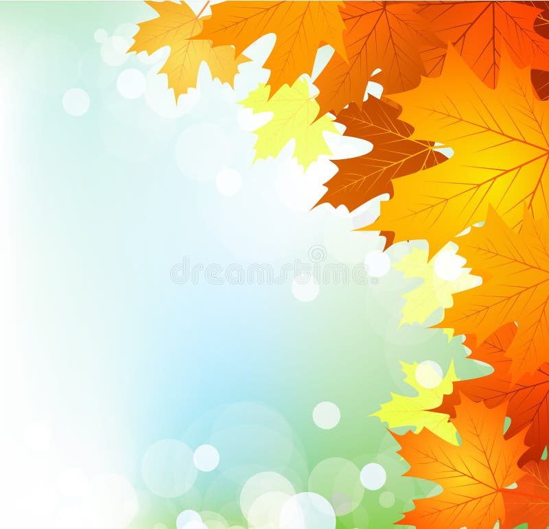 Vector i fogli di autunno su una priorità bassa piena di sole luminosa