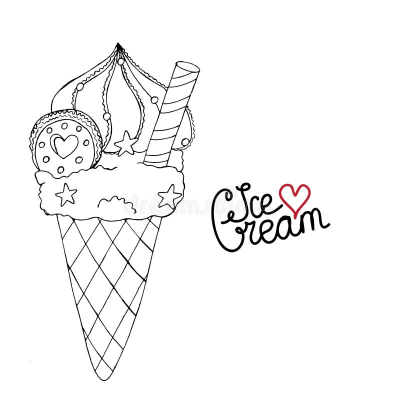 Download Vector Ice Cream For Coloring Book For Adult And Kids Stock Vector Illustration Of Cream Color 151722043