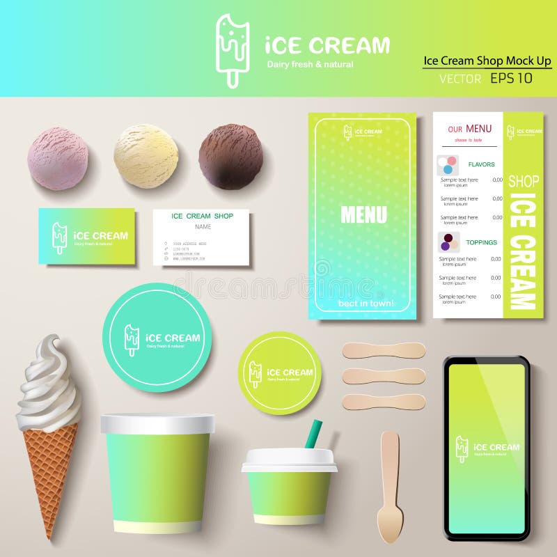 Download Vector Ice Cream Corporate Identity Template Design Set Stock Vector Illustration Of Corporate Background 172735607