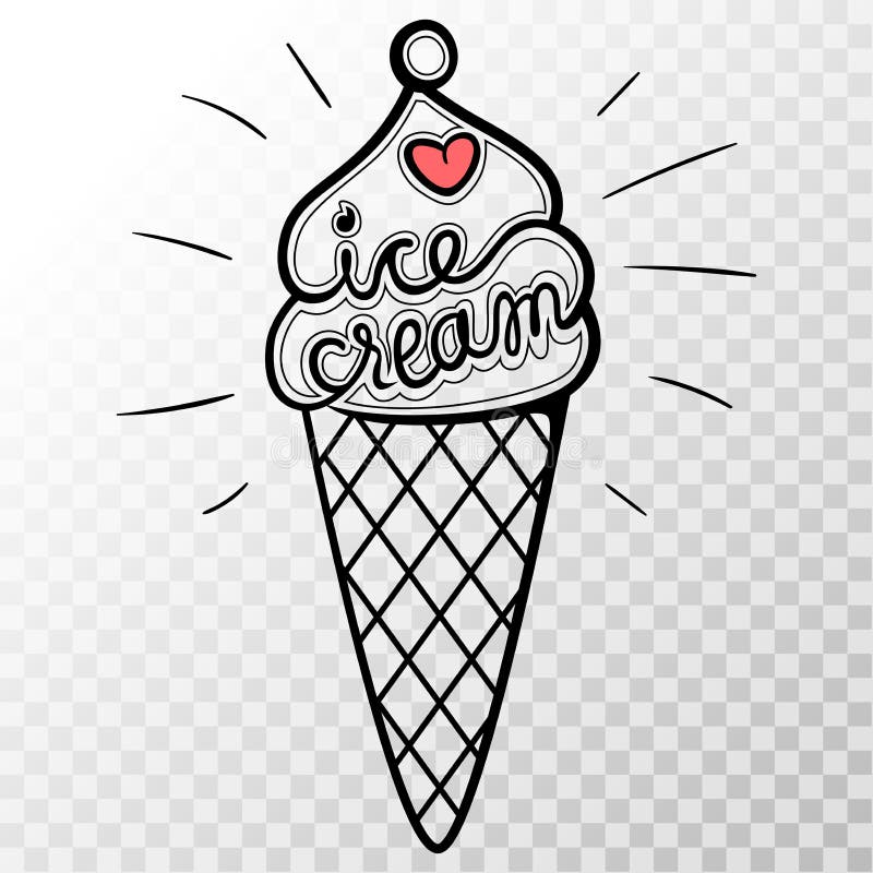 Vector Ice Cream with Transparent Background. Fancy and Cute Ill Stock  Vector - Illustration of font, calligraphic: 76317367