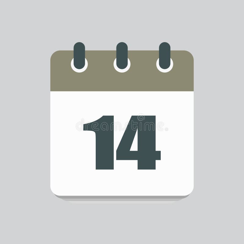 Vector Icon Calendar Day Number 14, 14th Day Month Stock Illustration