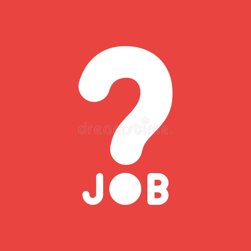 Vector icon concept of job word with question mark on red background royalty free illustration