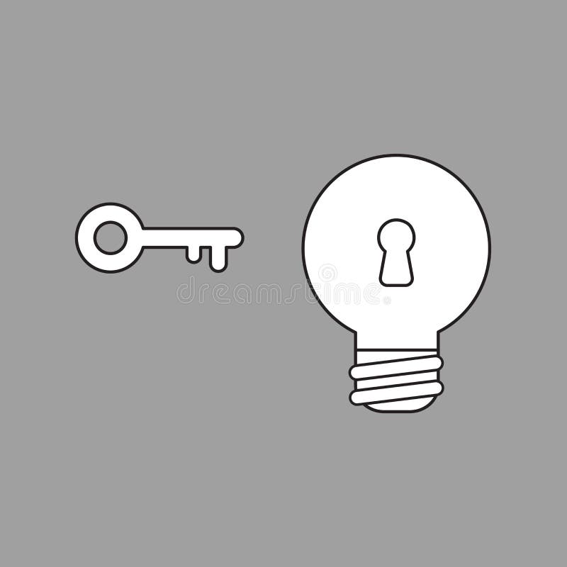 Vector Icon Concept of Light Bulb with Keyhole and Key Stock Vector