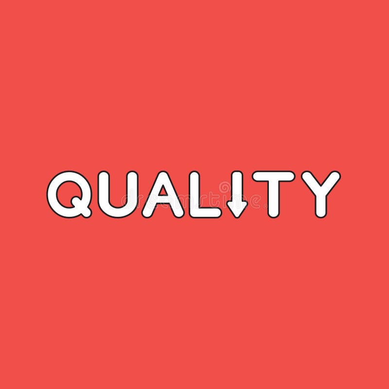 Vector Icon Concept Of Quality Word Text With Arrow Moving Down Stock ...